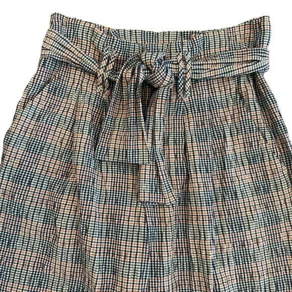 Anthropologie seersucker high waisted cropped ankle pants belted waist plaid - Picture 3 of 16